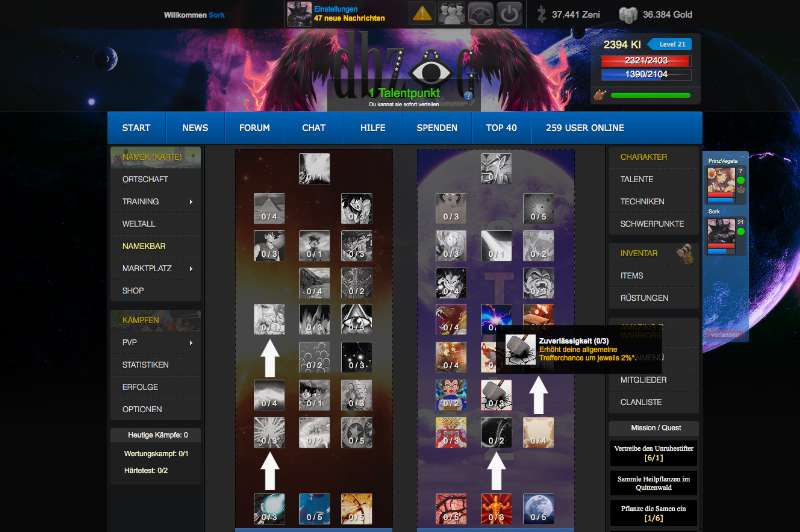 Screenshot DBZOG - Das einzigartige Onlinespiel