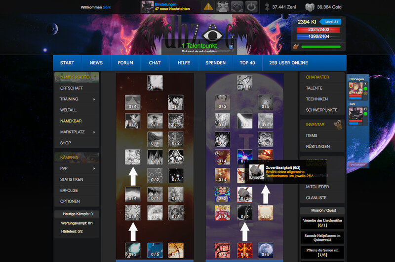 Screenshot DBZOG - Das einzigartige Onlinespiel