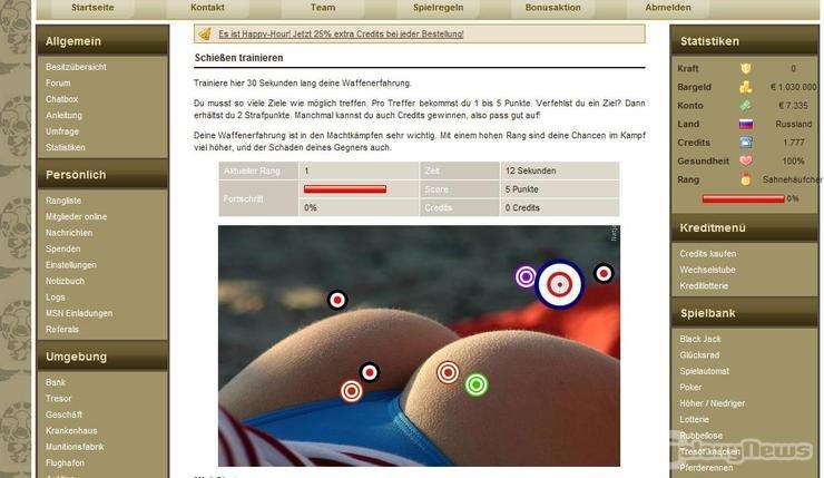 Screenshot Sahneschnittchengame