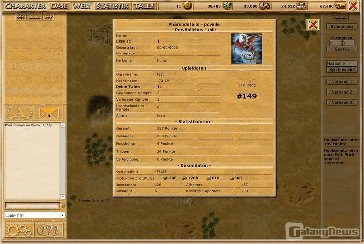 Screenshot World of Pharaos