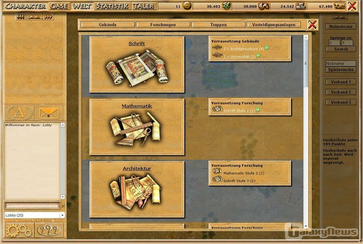 Screenshot World of Pharaos