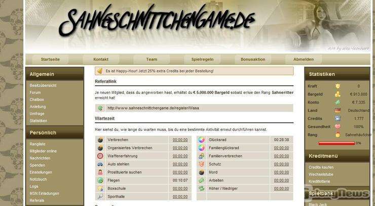 Screenshot Sahneschnittchengame