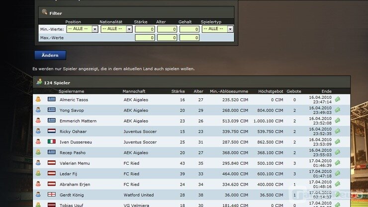 Screenshot AV-Kicker - Der Fussball-Manager