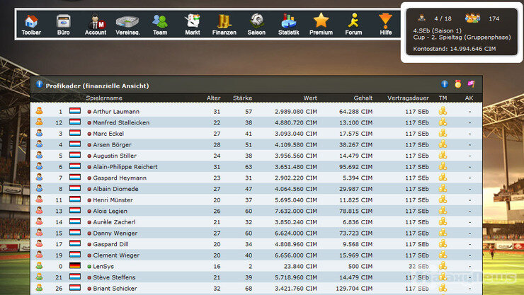 Screenshot AV-Onlinefussballmanager