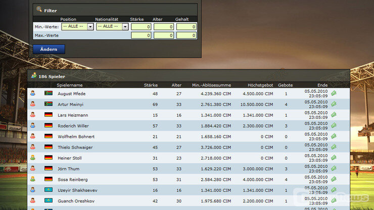 Screenshot AV-Onlinefussballmanager