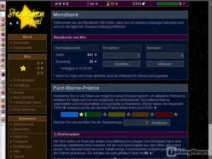 Screenshot Sternchenspiel