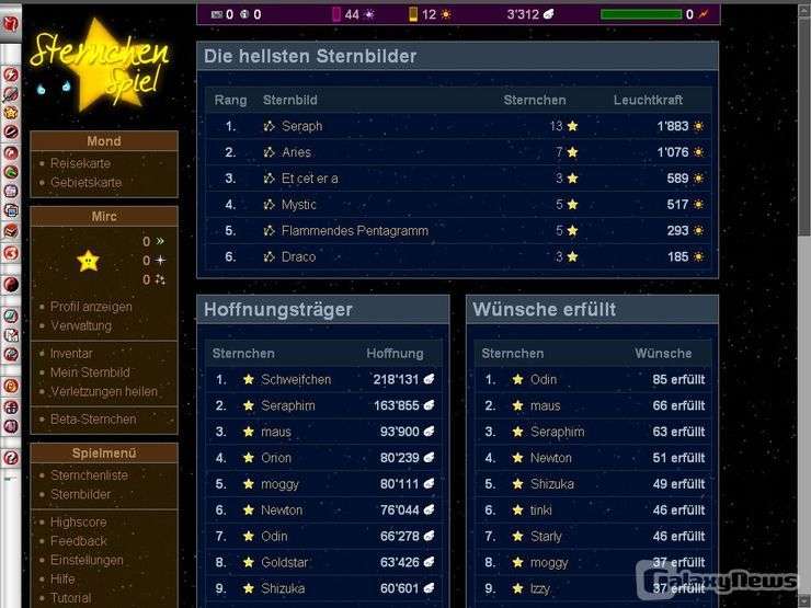 Screenshot Sternchenspiel