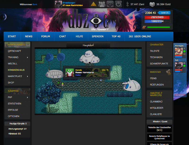 Screenshot DBZOG - Das einzigartige Onlinespiel