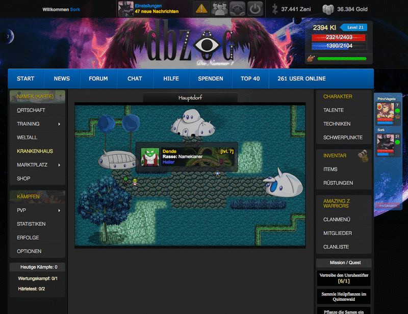 Screenshot DBZOG - Das einzigartige Onlinespiel