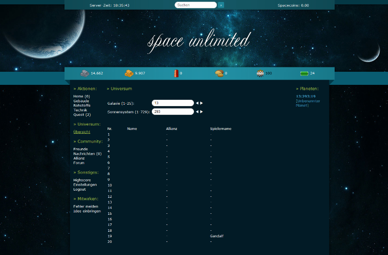 Screenshot spaceunlimited