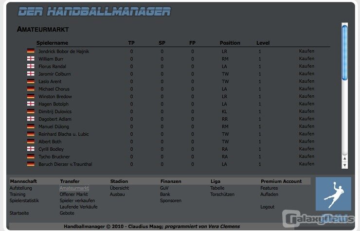 Screenshot Der Handball Manager