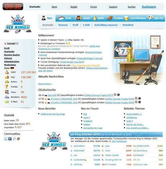 Screenshot Ice Kings Online Eishockey Manager