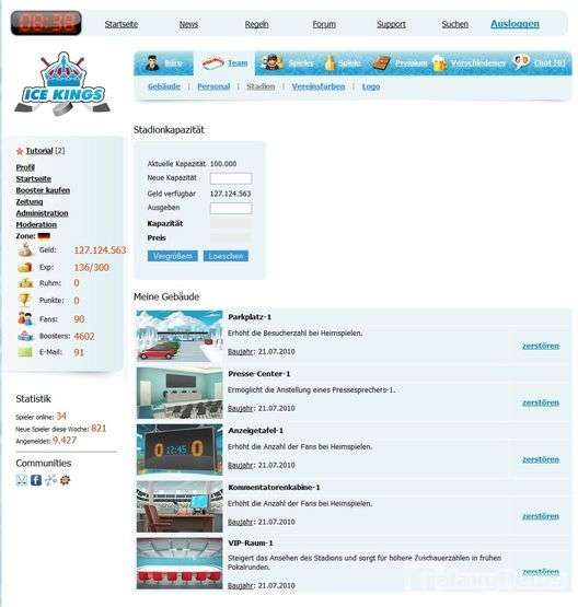 Screenshot Ice Kings Online Eishockey Manager