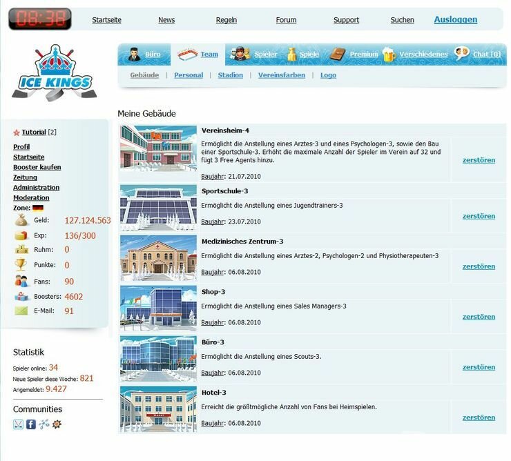 Screenshot Ice Kings Online Eishockey Manager