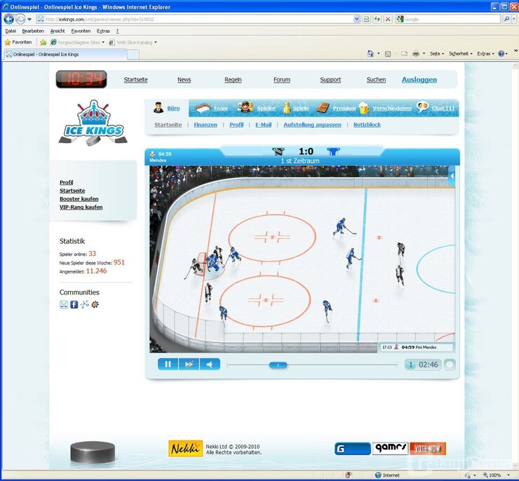 Screenshot Ice Kings Online Eishockey Manager