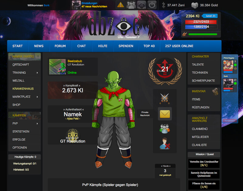 Screenshot DBZOG - Das einzigartige Onlinespiel