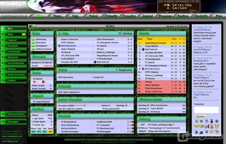Screenshot fussballmanageronline