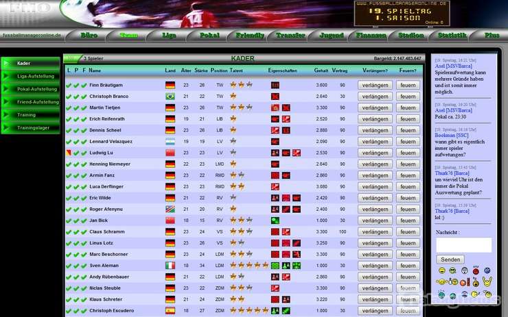 Screenshot fussballmanageronline