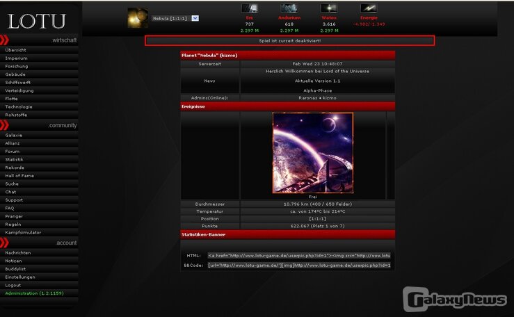 Screenshot Lord of the Universe