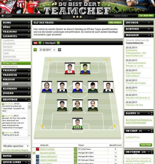 Screenshot Du bist der Teamchef