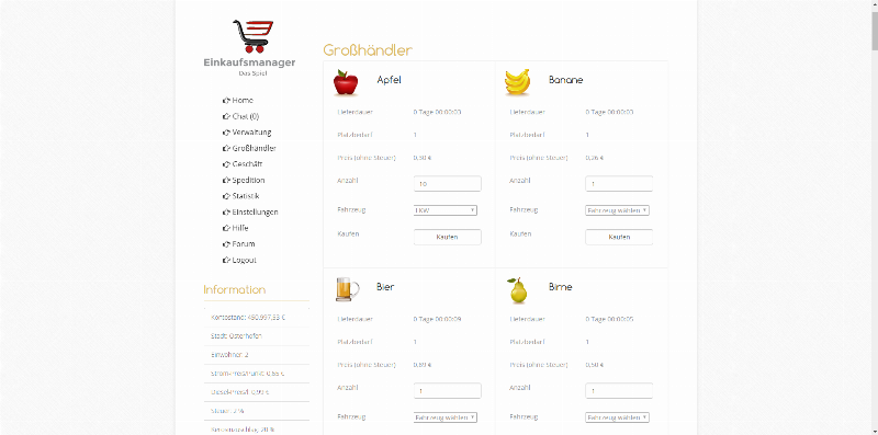Screenshot Einkaufsmanager