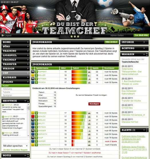 Screenshot Du bist der Teamchef