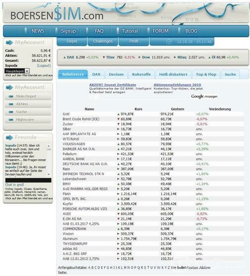 Screenshot Boersensim
