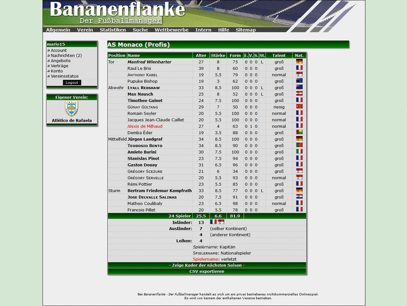 Screenshot Bananenflanke - Der Fußballmanager