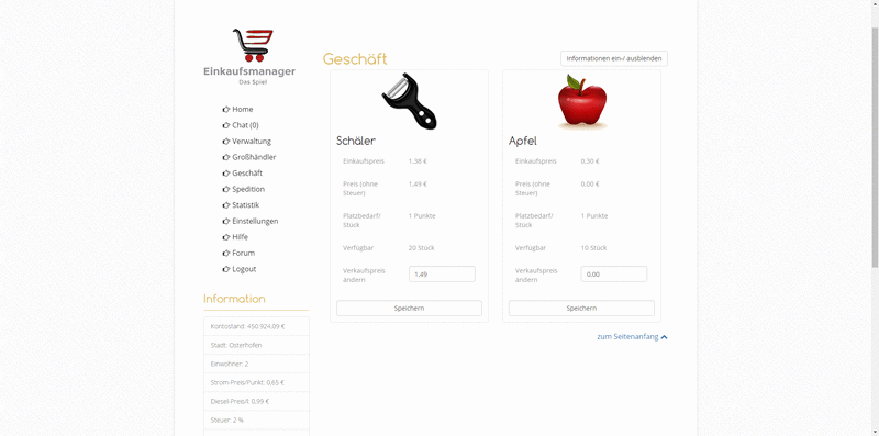 Screenshot Einkaufsmanager