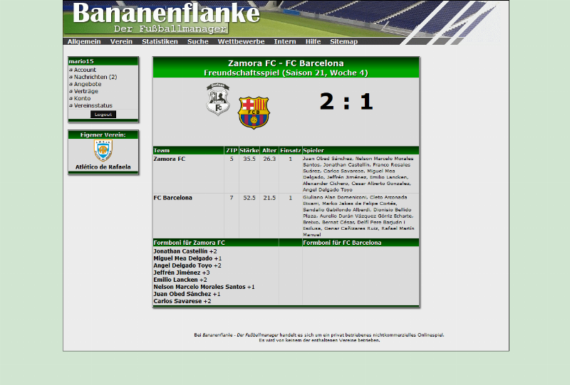 Screenshot Bananenflanke - Der Fußballmanager