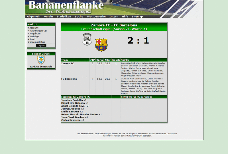 Screenshot Bananenflanke - Der Fußballmanager