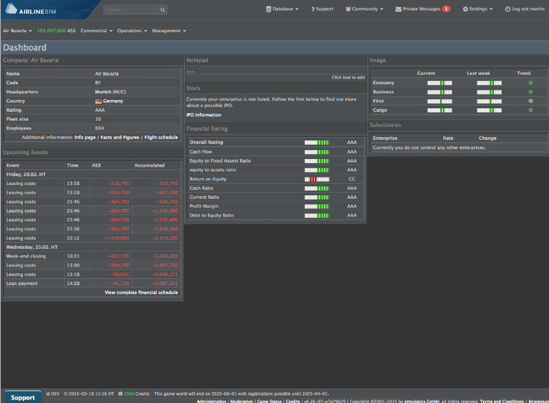 Screenshot AirlineSim