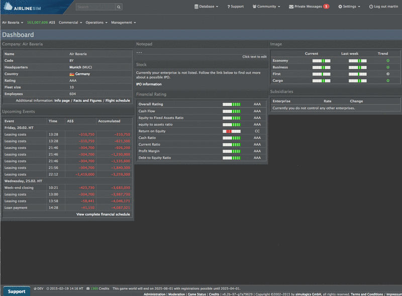 Screenshot AirlineSim