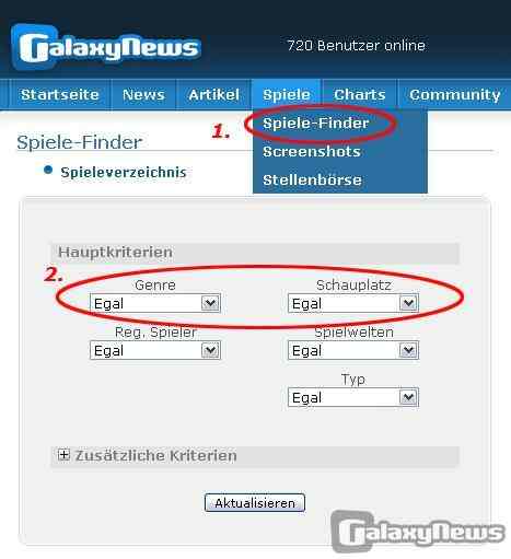Genre und Schauplatz - die Hauptsuchkriterien