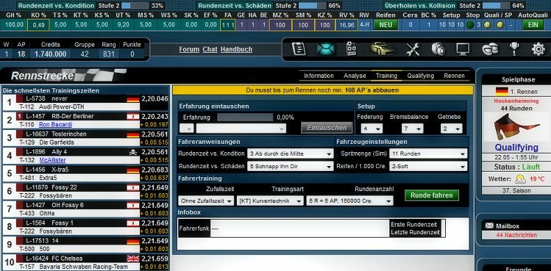 Screenshot Tourenwagen-Manager