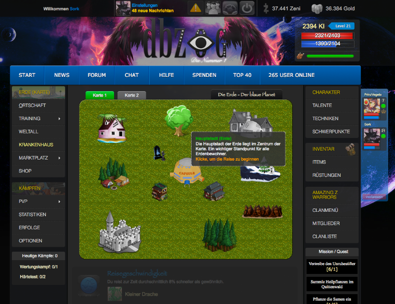 Screenshot DBZOG - Das einzigartige Onlinespiel