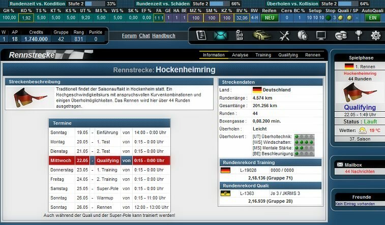 Screenshot Tourenwagen-Manager