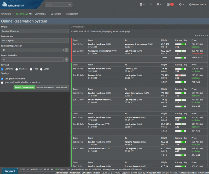 Screenshot AirlineSim