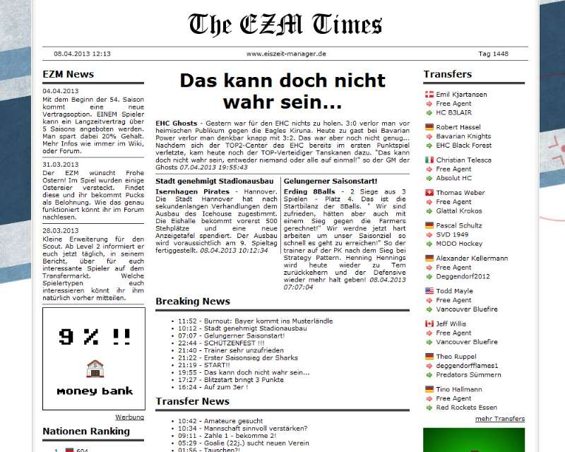 Screenshot Eiszeit-Manager