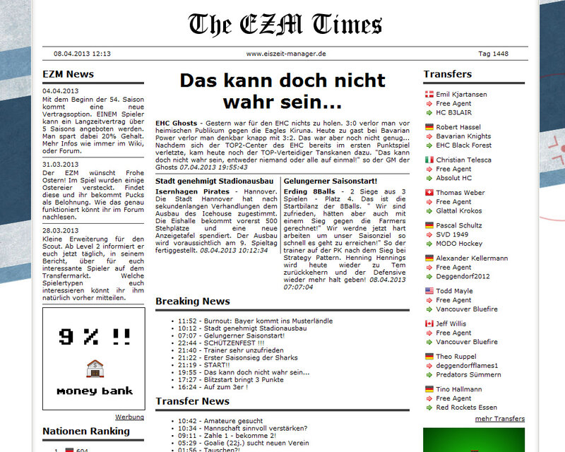 Screenshot Eiszeit-Manager