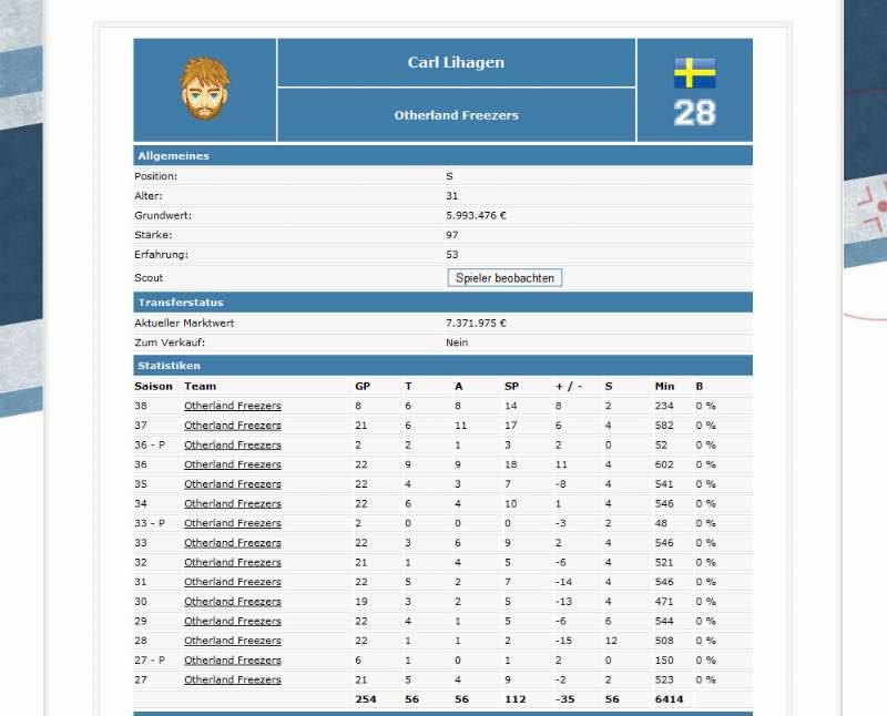 Screenshot Eiszeit-Manager