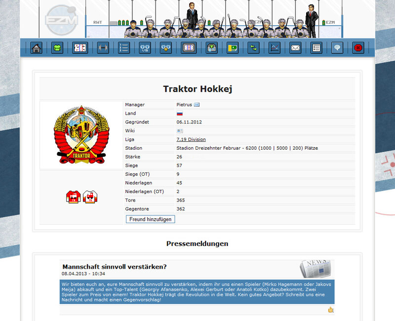 Screenshot Eiszeit-Manager