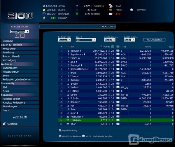 Screenshot ZION networx