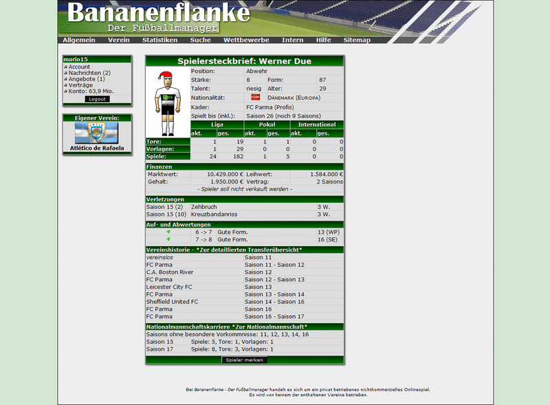 Screenshot Bananenflanke - Der Fußballmanager