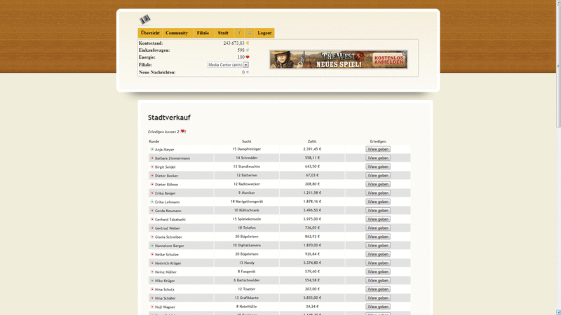 Screenshot Einkaufsmanager