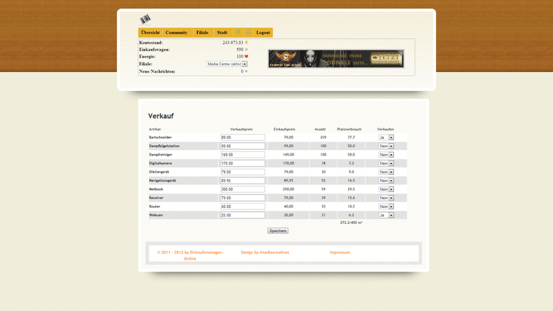 Screenshot Einkaufsmanager