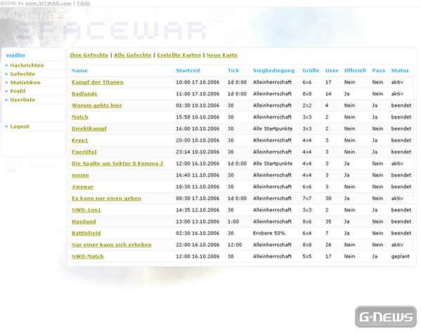 Screenshot Wadim's Spacewar