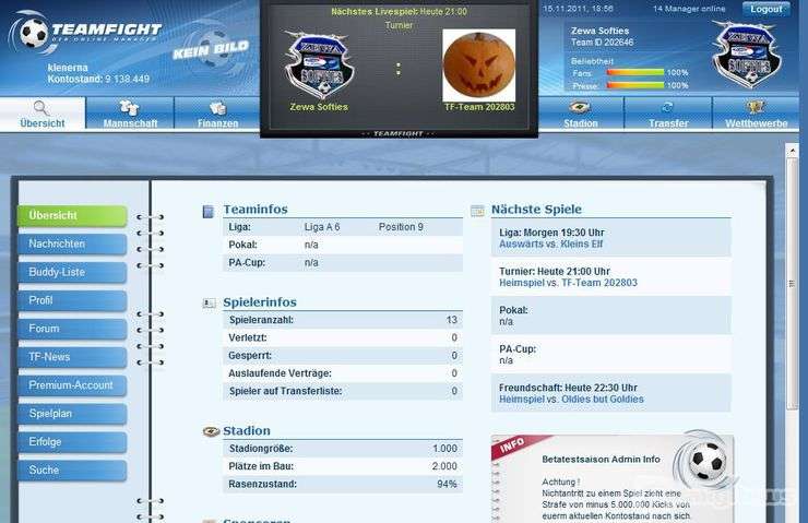 Screenshot Teamfight - Fussball online