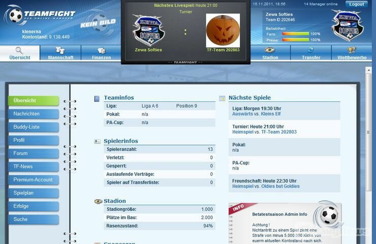 Screenshot Teamfight - Fussball online