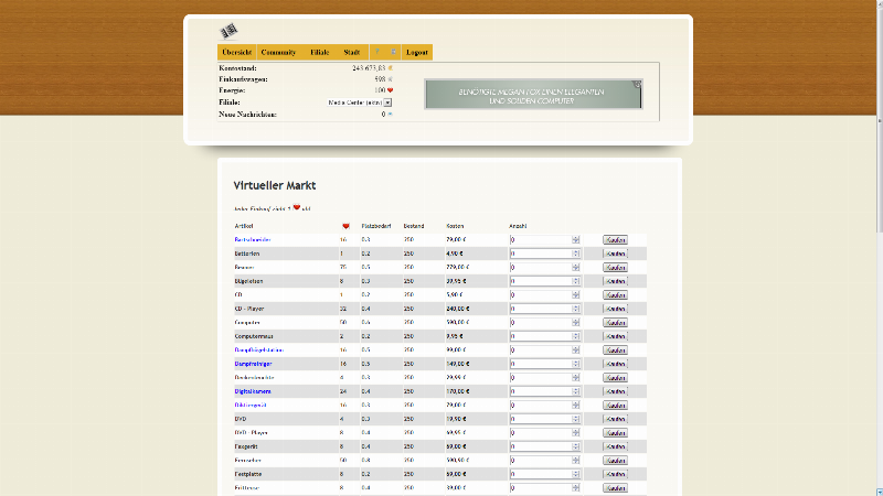 Screenshot Einkaufsmanager